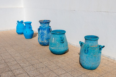 Typical Tunisian pottery in Kairouan Tunisiaの写真素材