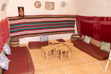 Traditional room in a Troglodyte home in Matmata, Tunisia, Africaのeditorial素材
