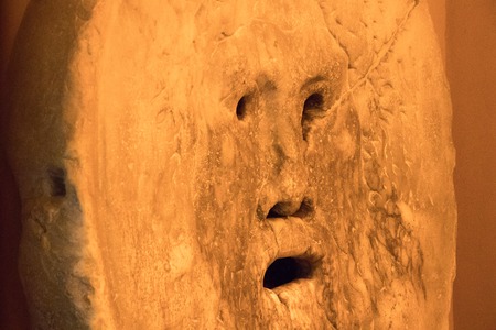 The Mouth of Truth is a marble mask in Rome, Italyの写真素材