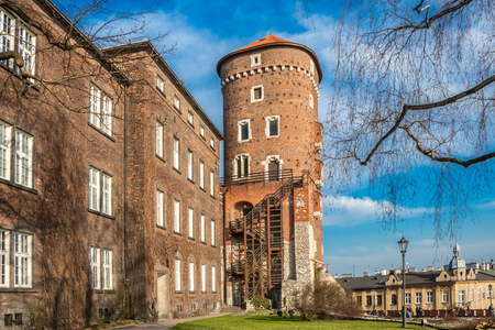 Magnificent tower in Wawel Royal Castle in Krakow, Polandのeditorial素材