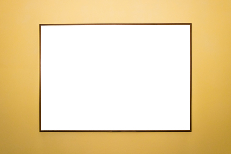 Picture frame white clipping path Isolated on yellow background