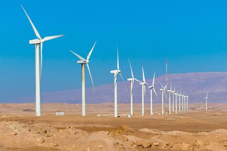 Wind turbine farm - renewable, sustainable and alternative energyの写真素材