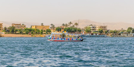 Tourist riverboat cruising on the Nile in Luxor, Egyptのeditorial素材