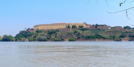 Petrovaradin fortress home of exit music festival in Novi Sad, viewed from the Danube riverのeditorial素材