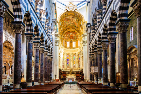 The Altar of the Cathedral di San Lorenzo in the Italian city of Genoaのeditorial素材