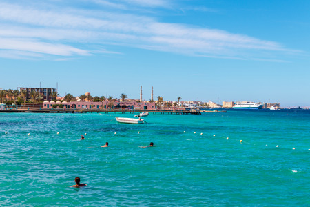 People swimming in the Red Sea, the coast of Hurghada, Egyptのeditorial素材
