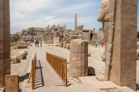 Luxor, Egypt - September 21 2021: The Karnak Temple Complex consists of a number of temples, chapels, and other buildings in the form of a village.のeditorial素材