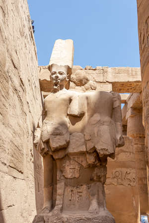 The statue of Pharaoh Thutmose III at the Karnak Temple Complex in Luxor, Egyptのeditorial素材