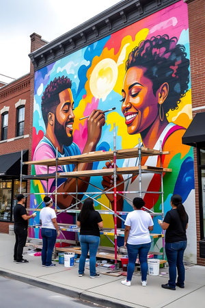 Mural art at East Williamsburg in Brooklyn. Outdoor art gallery known as the Bushwick Collective has most diverse collection of street art in Brooklynの素材