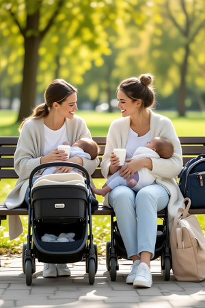 Unidentified people sit at table with food on open-air marketの素材