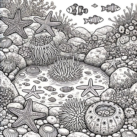 Underwater world. Coloring book antistress for children and adults.の素材
