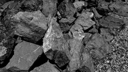 Big stone floor texture photo at the park, with colorful stones copy space in countryside, Thailand,...
