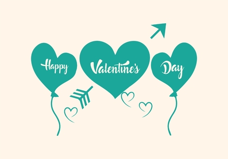 Valentines day illustrations and typography elementsのイラスト素材