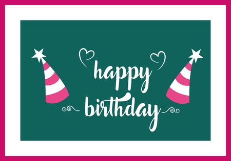 Happy Birthday typographic vector design for greeting cards, print and cloths. Isolated birthday text, lettering composition.のイラスト素材