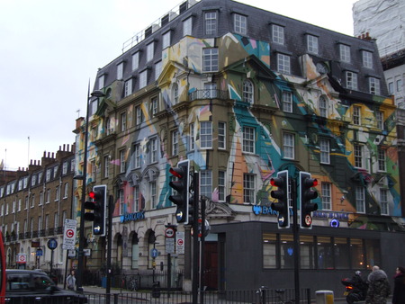 building coloured with graffitiのeditorial素材