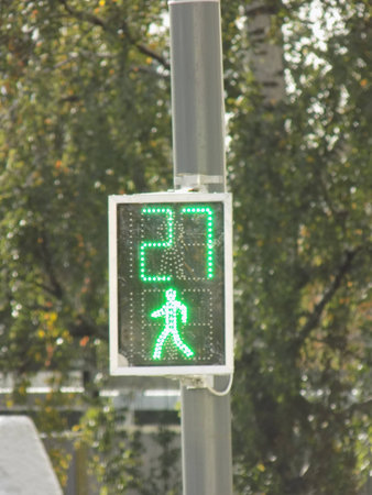 Pedestrian traffic lights greenの写真素材