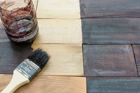 Paint a wood for decor a houseの写真素材