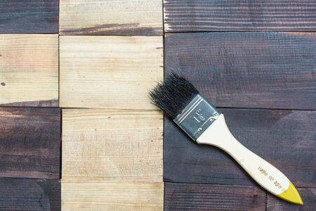 Paint a wood with brown colorの写真素材