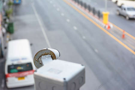 Camera monitor traffic on streetの写真素材
