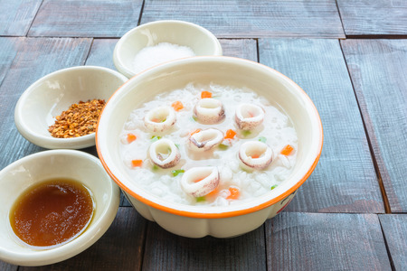 Rice and squid with flavorの写真素材