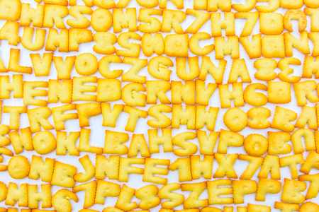 Alphabet made from bread backgroundの写真素材