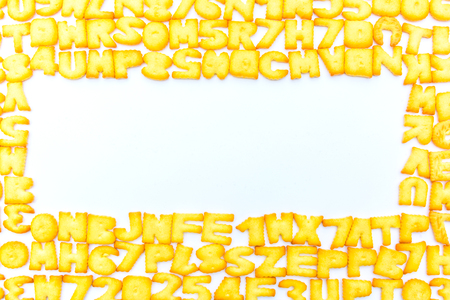 Alphabet made from bread backgroundの写真素材