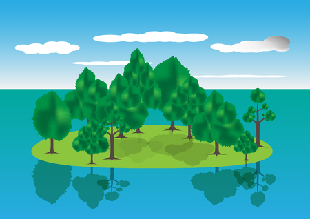 Island icon with blue sea backgroundのイラスト素材