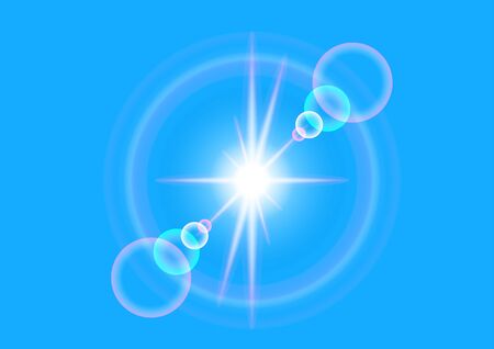 Abstract background sun star and light with blue skyのイラスト素材