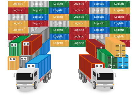 Truck and container. Logistic and transportation concept. Vector EPS10のイラスト素材