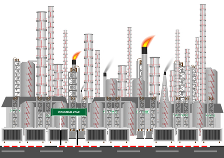 Factory in industrial zone on white background. Concept and idea background. Vector EPS10のイラスト素材