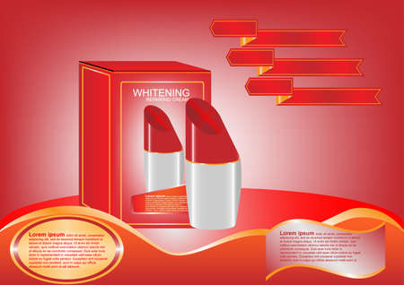 Concept and idea advertising red bottle whitening repair cream on red background. Vector EPS10のイラスト素材