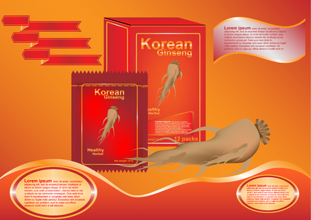 Concept and idea for advertising a Korean ginseng herbal with packagingのイラスト素材