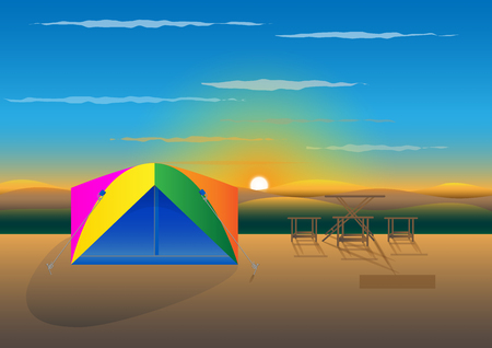 Concept and idea camping on mountain. vector EPS10のイラスト素材