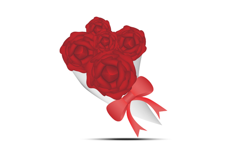 Red rose blossom flower. Valentine day vector template background. Vector EPS10のイラスト素材