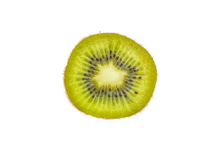 Half slice Kiwi fruit with isolate background. Food object with die cut white backgroundの写真素材