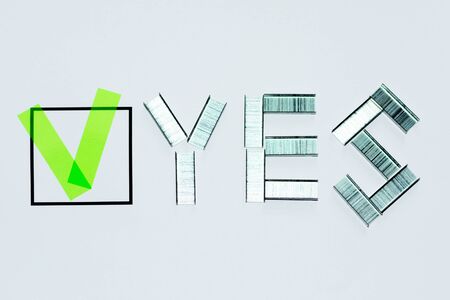 Gren mark Yes . Word Yes by staplesの写真素材