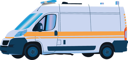 Speeding emergency ambulance on a city street. In motion blur.のイラスト素材