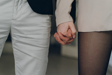 Portrait of young couple in love posingの写真素材