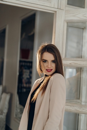 A photo of beautiful girl is in fashion style, glamour