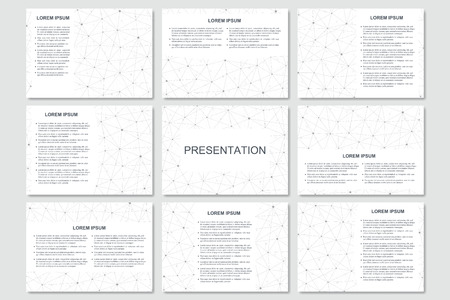 Set of modern business presentation templates in A4 size. Connection structure. Abstract background with molecule structure DNA and neurons.のイラスト素材