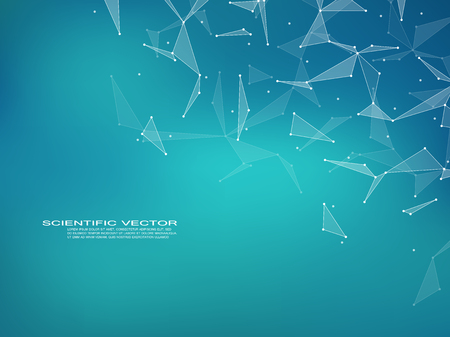 Molecule DNA and neurons vector. Molecular structure. Connected lines with dots. Genetic chemical compounds. Chemistry, medicine, science, technology concept. Geometric abstract background.のイラスト素材