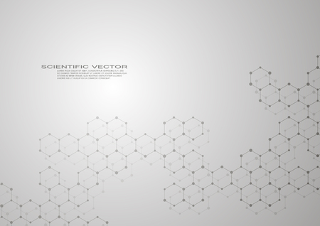 Hexagonal structure molecule dna of neurons system genetic and chemical compounds.のイラスト素材