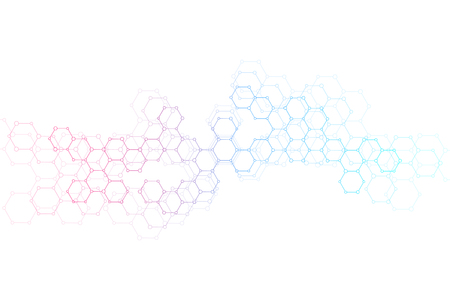 Abstract hexagonal molecule background, genetic and chemical compounds system.のイラスト素材