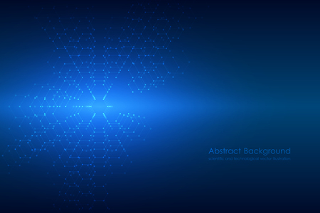 Abstract hexagonal molecule background, genetic and chemical compounds system. Geometric graphics and connected lines with dots. Scientific and technological concept, vector illustrationのイラスト素材