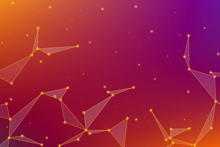 Global network connection with dots and lines. Polygonal linear digital texture, technological and...