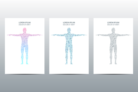 Cover or poster design with human body, scientific and technological concept, vector illustrationのイラスト素材
