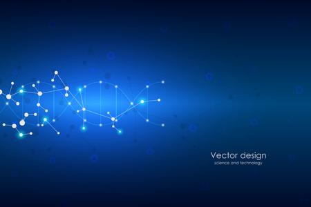 Abstract molecule background, genetic and chemical compounds, connected lines with dots, medical, technological and scientific concept, vector illustration.のイラスト素材