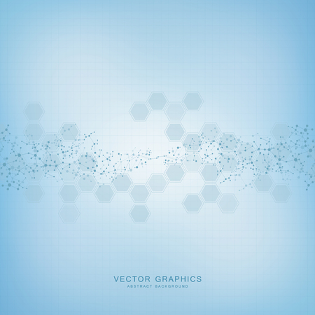 Vector molecule background, genetic and chemical compounds. Abstract connected lines with dots, medical, technological and scientific conceptのイラスト素材