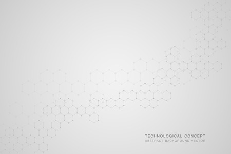 Geometric abstract background with hexagons. Structure molecule and communication.のイラスト素材