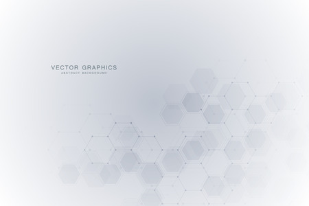 Abstract science background with hexagons and molecules.